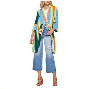 BCBGeneration multi color stripe tie front top L